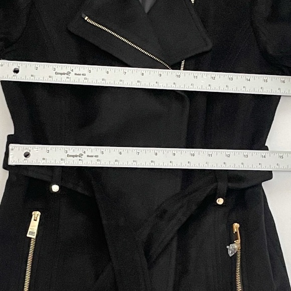 MICHAEL MICHAEL KORS Wool Blend Belted Coat Size XS black NEW - Picture 5 of 6